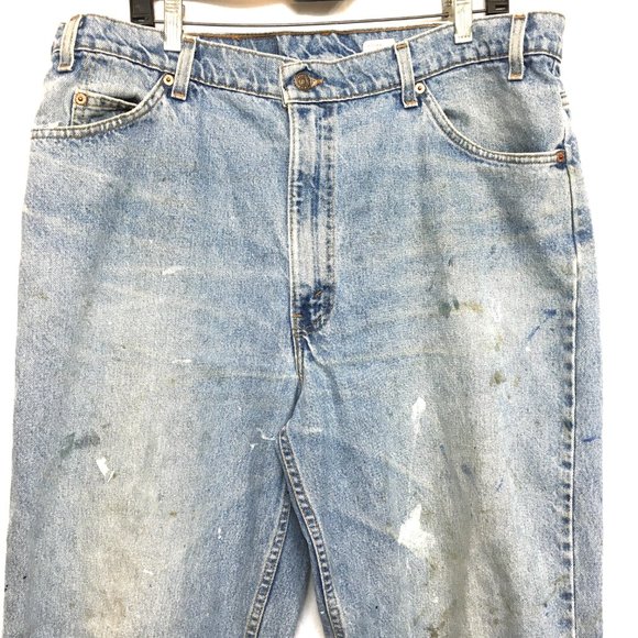 Levi's 560 Orange TabThrashed Distressed Work Jeans W40 VTG 90’s - Picture 2 of 15